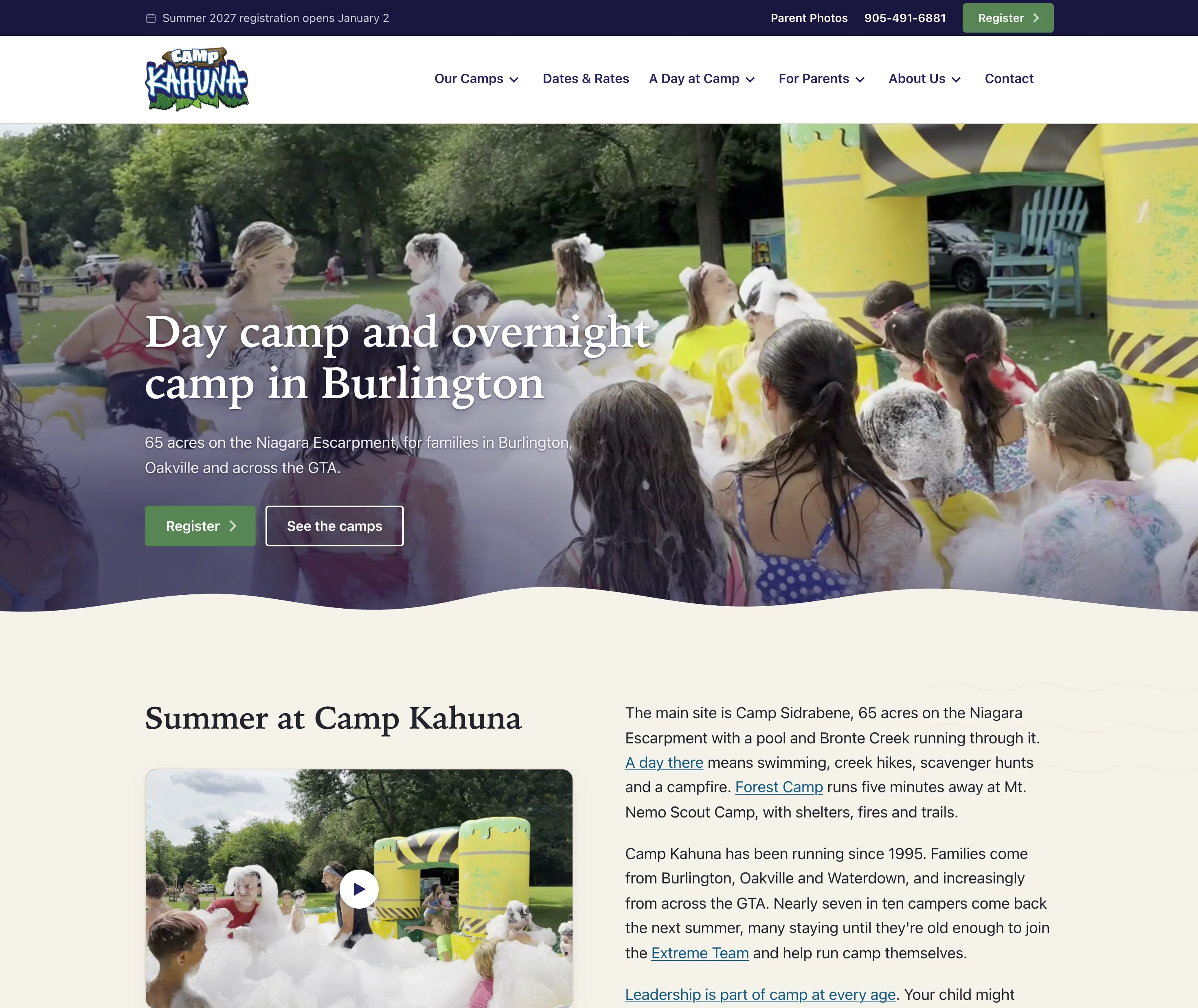 Camp Kahuna website today