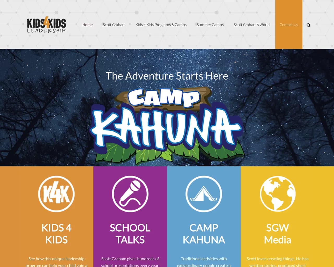 Kids 4 Kids website before the redesign
