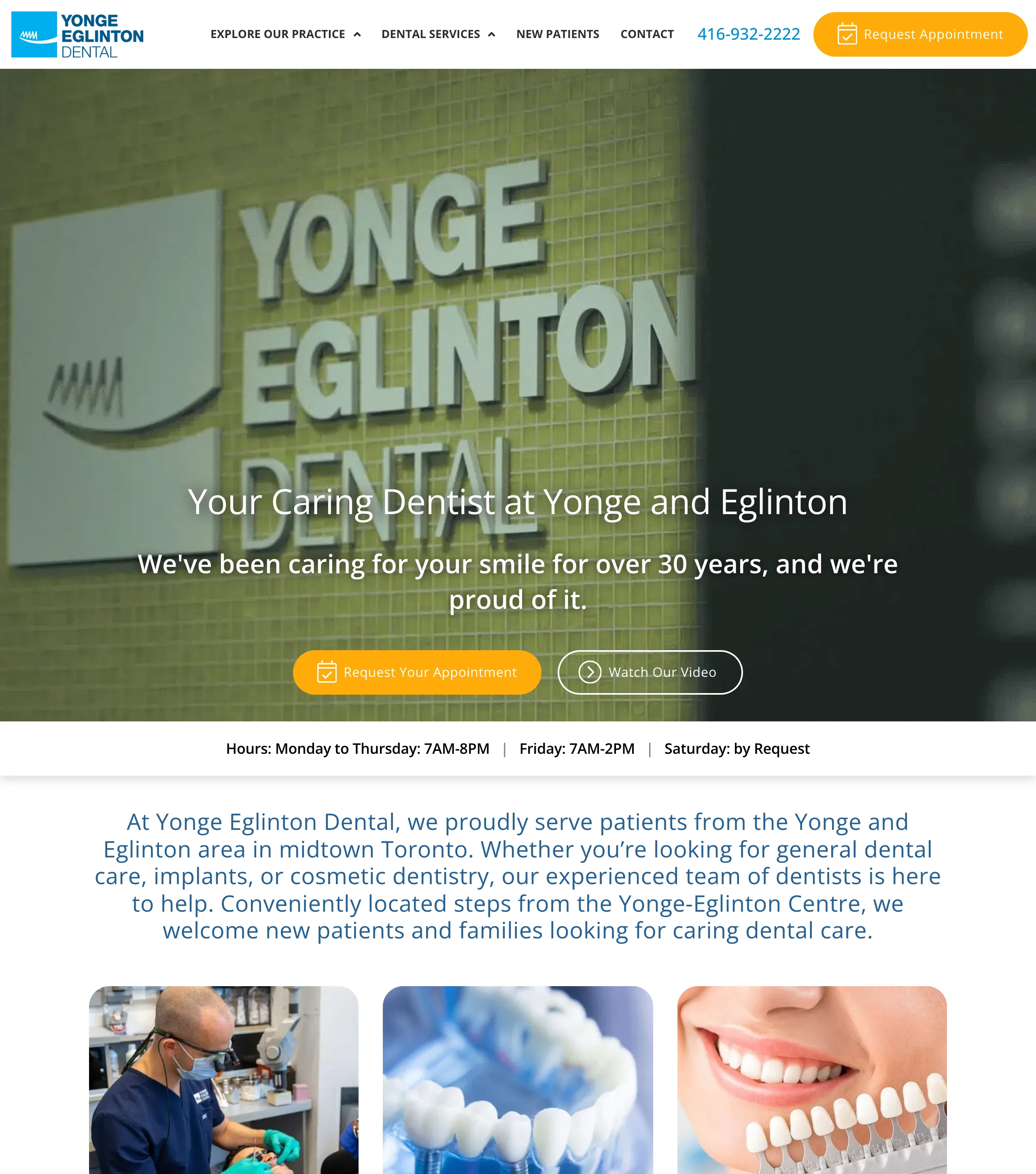 Yonge Eglinton Dental website today