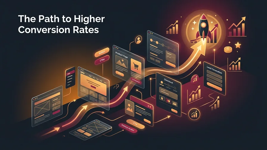 Illustration representing the path to higher conversion rates for best 8 tips for conversion rate optimization