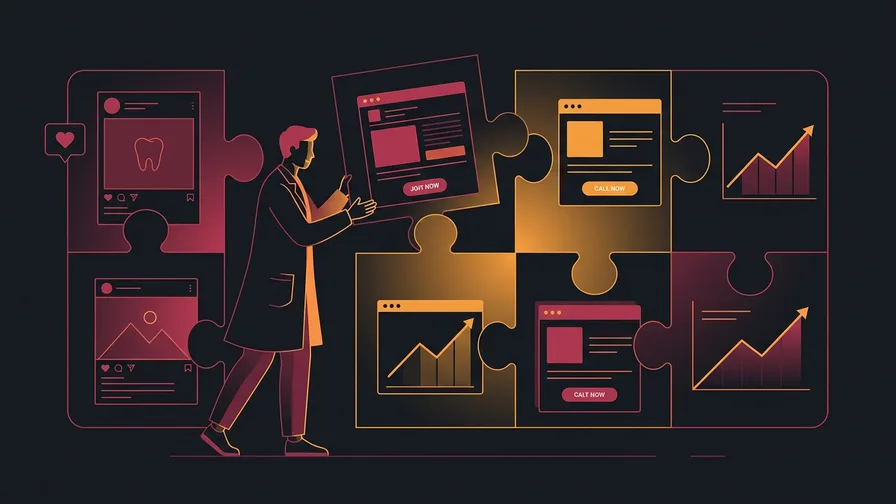 Illustration representing putting it all together: a practical dental advertising plan for dental advertising that actually fills chairs