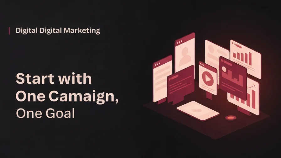 Illustration representing start with one campaign, one goal for how to set up google ads for a local service business