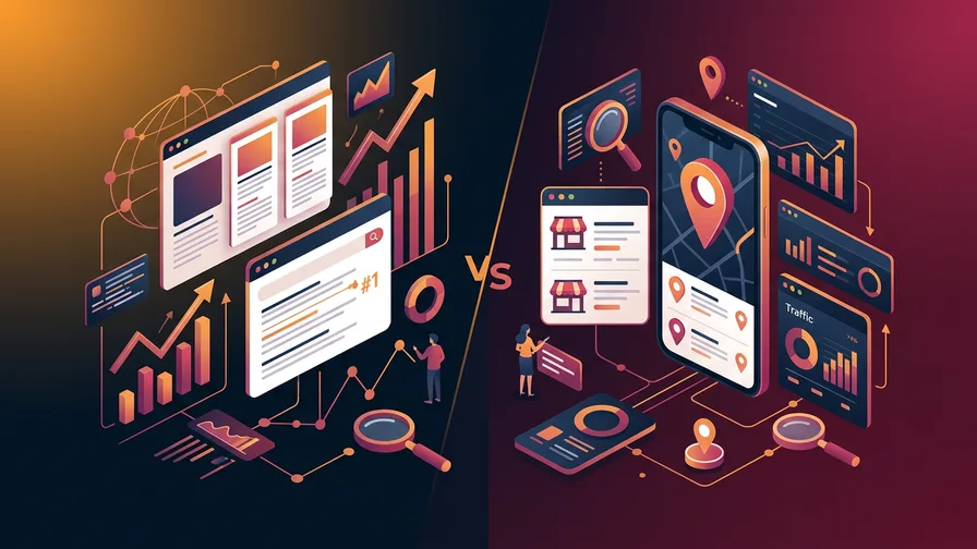 Illustration representing is local seo different from regular seo? for from hidden gem to local hero: 12 seo tactics to boost your visibility