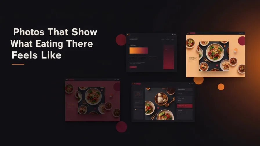 Illustration representing photos that show what eating there actually feels like for restaurant website design: what customers look for before they book