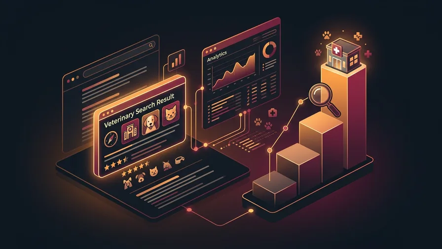 Illustration representing why local seo matters more for vets than almost any other business for seo for veterinary clinics: how to be the first vet pet owners find