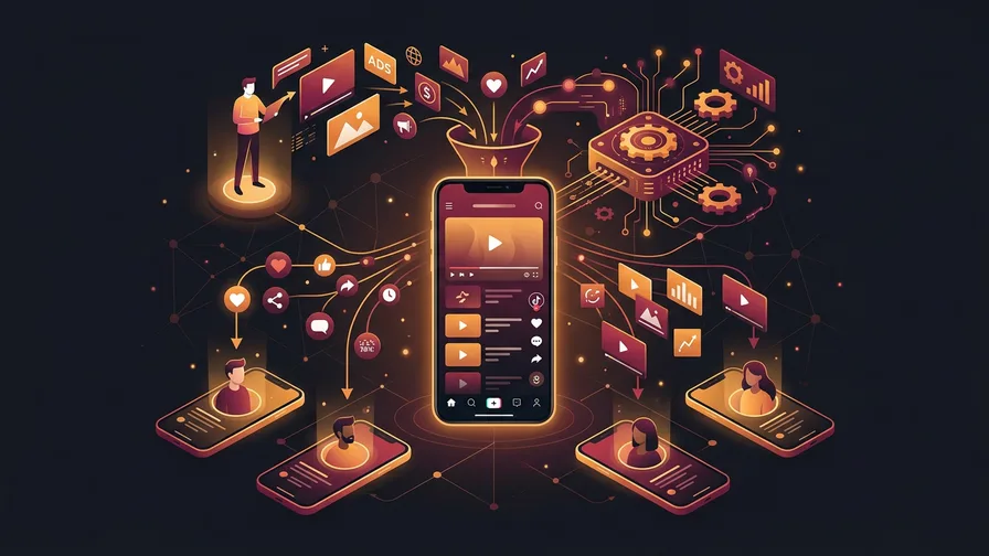 Illustration representing how the tiktok algorithm works for tiktok unveiled: the dominating digital age powerhouse